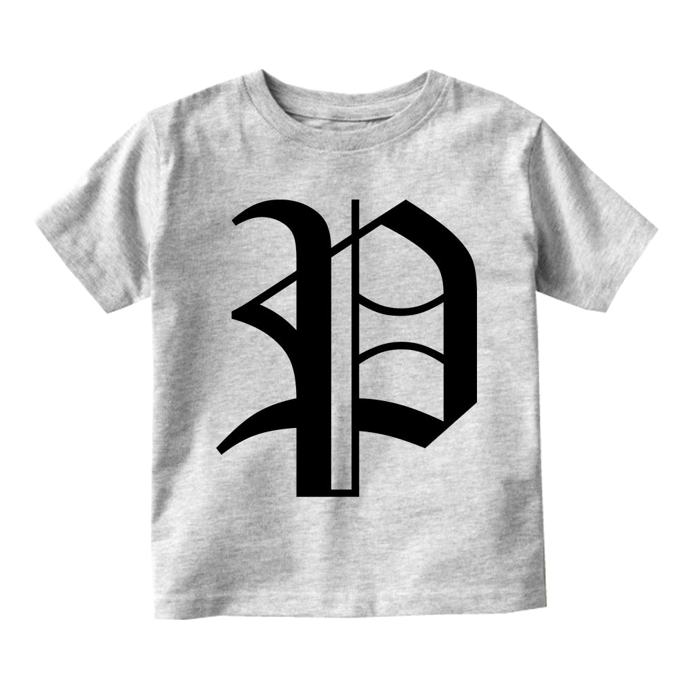 Letter P Old English Pittsburgh Infant Baby Boys Short Sleeve T-Shirt Grey