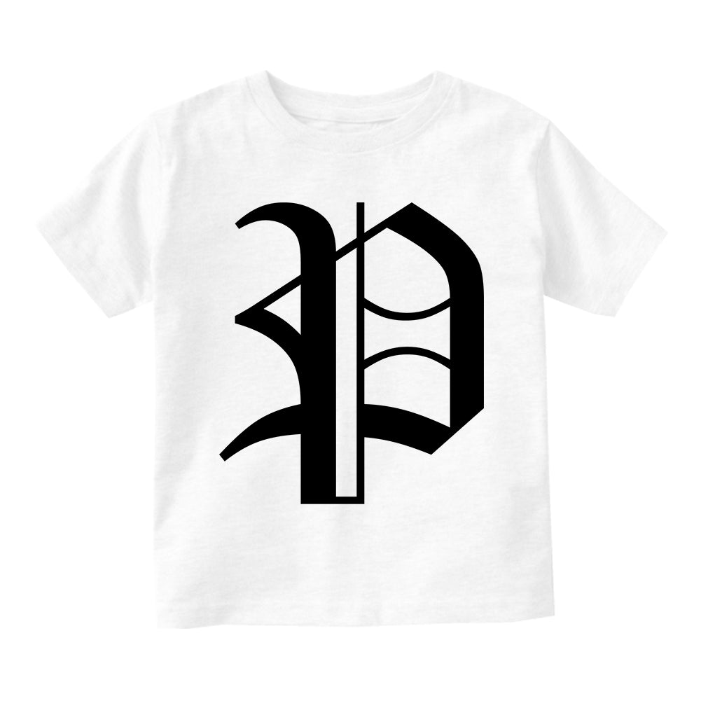 Letter P Old English Pittsburgh Infant Baby Boys Short Sleeve T-Shirt White