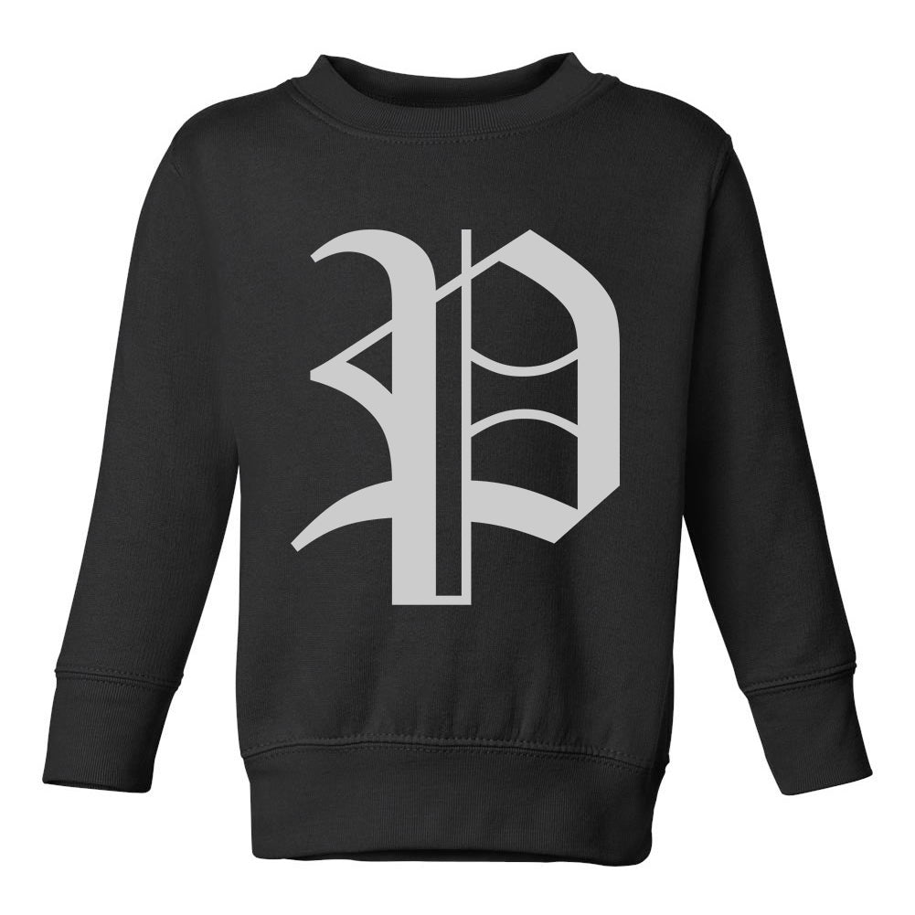 Letter P Old English Pittsburgh Toddler Boys Crewneck Sweatshirt Black