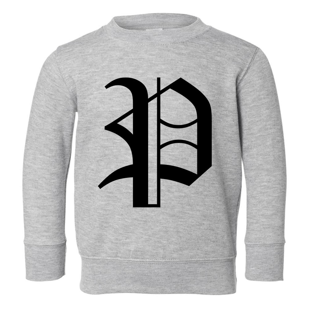 Letter P Old English Pittsburgh Toddler Boys Crewneck Sweatshirt Grey