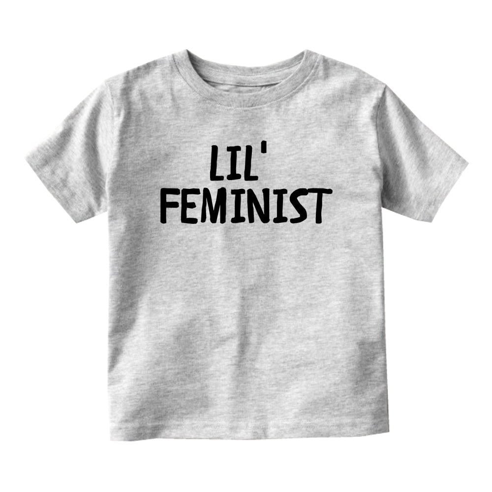 Lil Feminist Feminism Baby Toddler Short Sleeve T-Shirt Grey