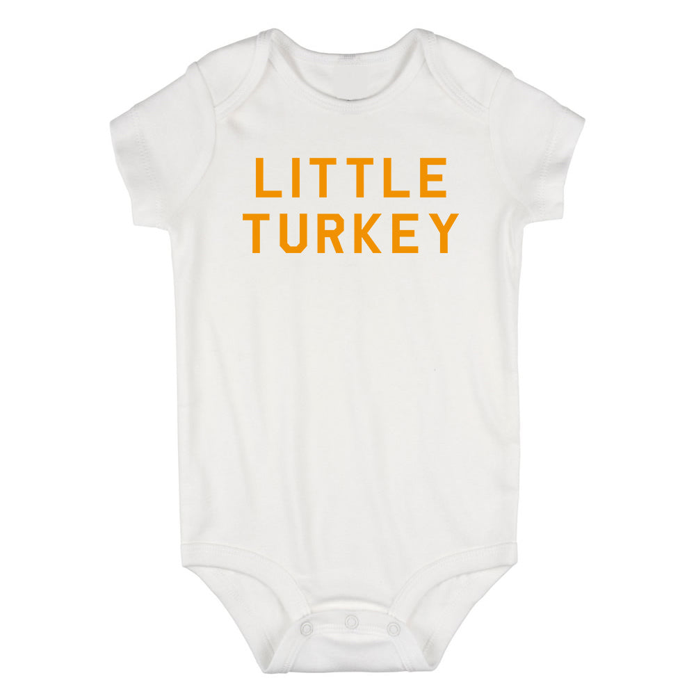 Little Turkey Thanksgiving Infant Baby Boys Bodysuit White