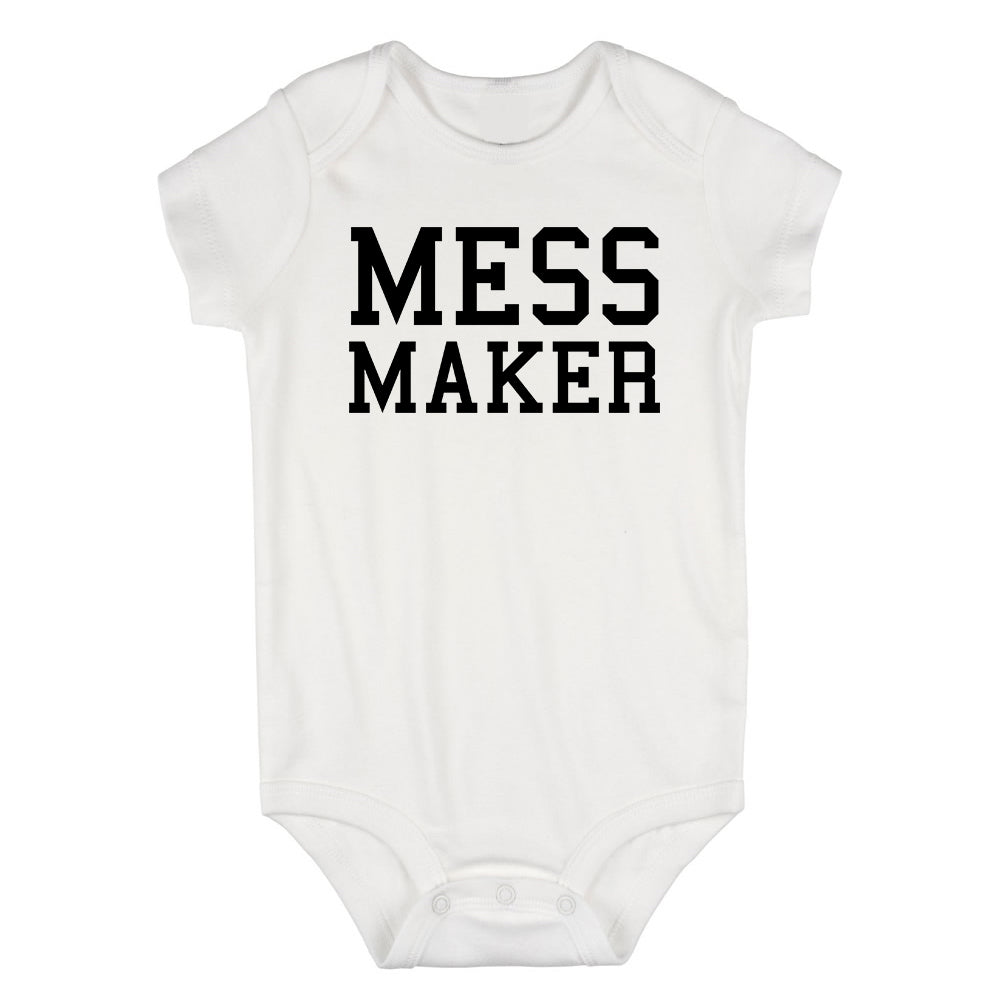 Mess Maker Funny Infant Baby Boys Bodysuit White