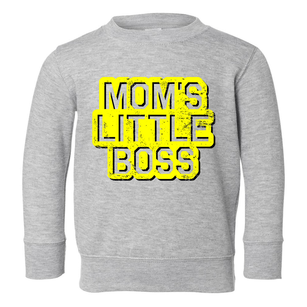 Moms Little Boss Vintage Toddler Boys Crewneck Sweatshirt Grey
