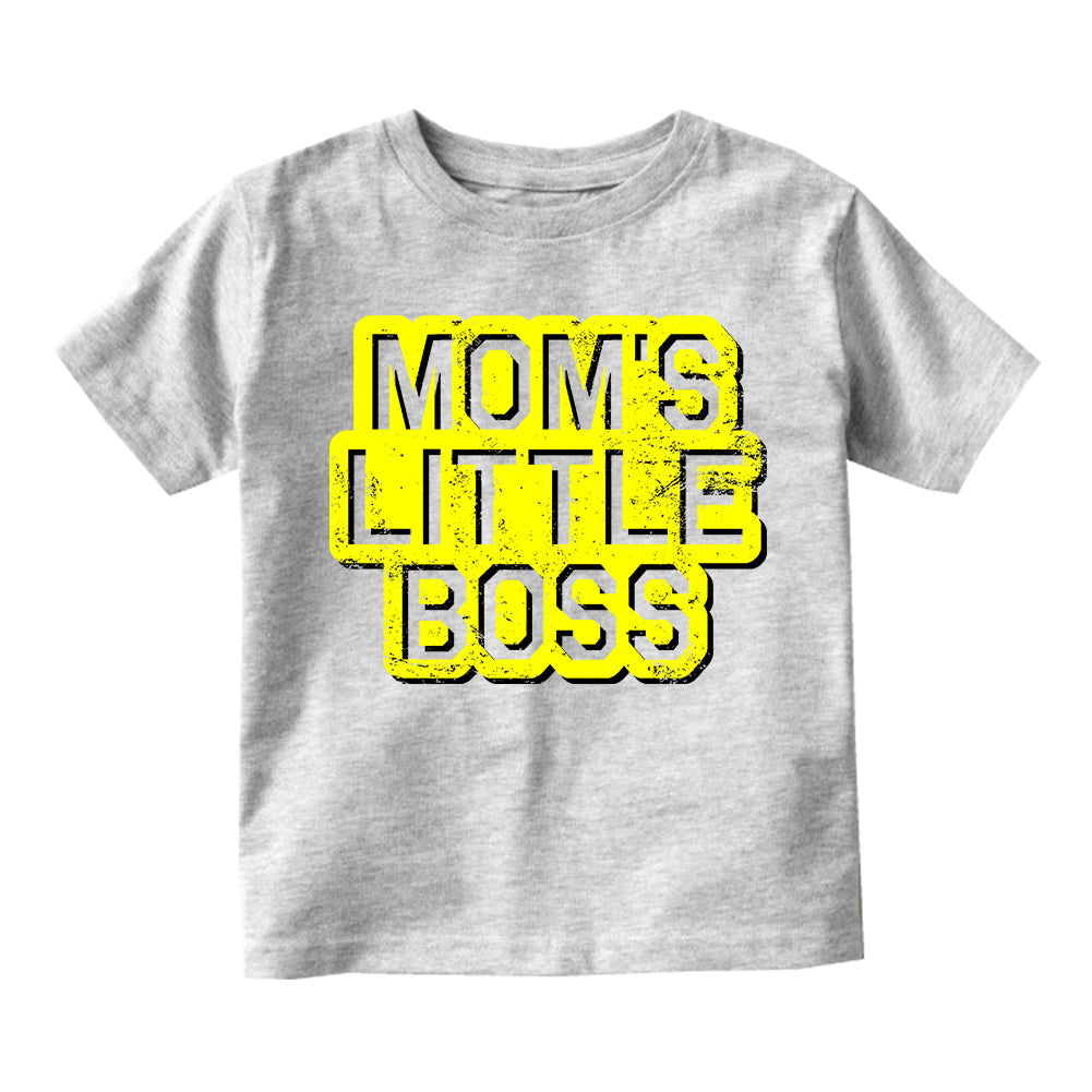 Moms Little Boss Vintage Toddler Boys Short Sleeve T-Shirt Grey