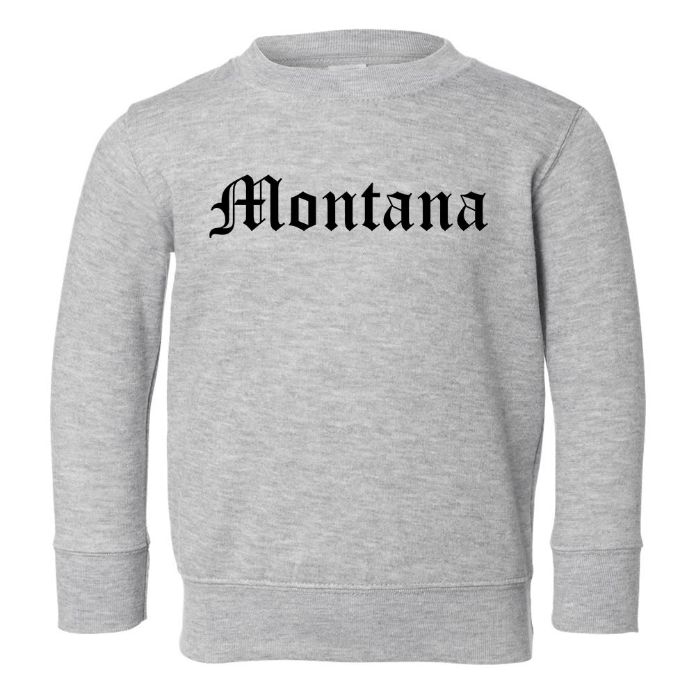 Montana State Old English Toddler Boys Crewneck Sweatshirt Grey