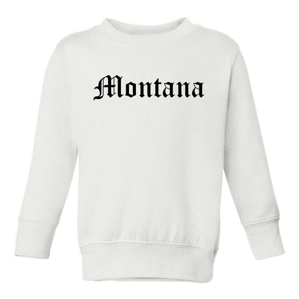 Montana State Old English Toddler Boys Crewneck Sweatshirt White