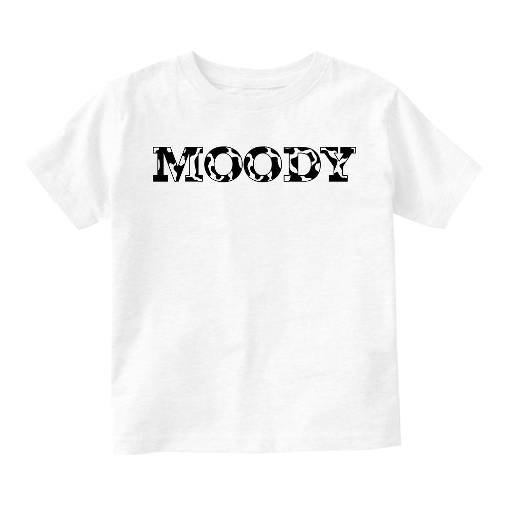 Moody Cow Print Toddler Boys Short Sleeve T-Shirt White