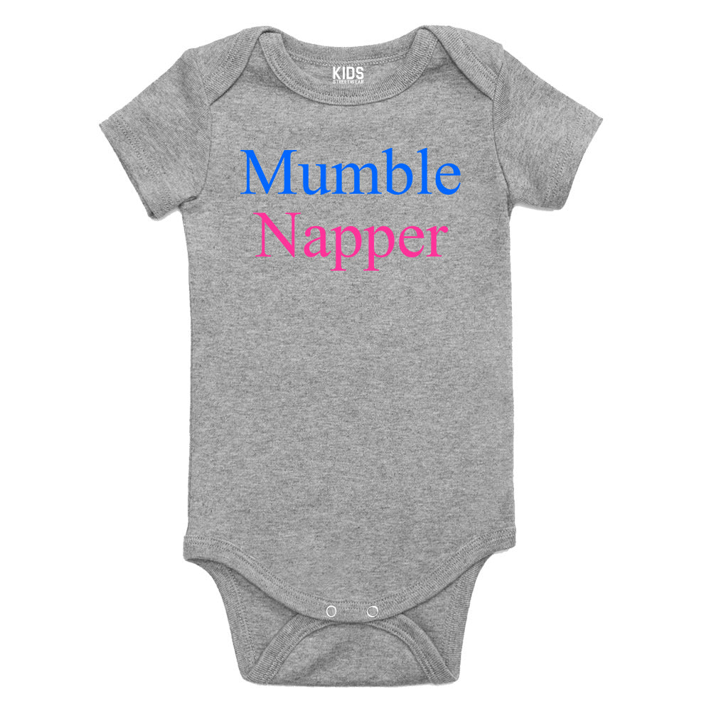 Mumble Napper Funny Rapper Baby Bodysuit One Piece Grey