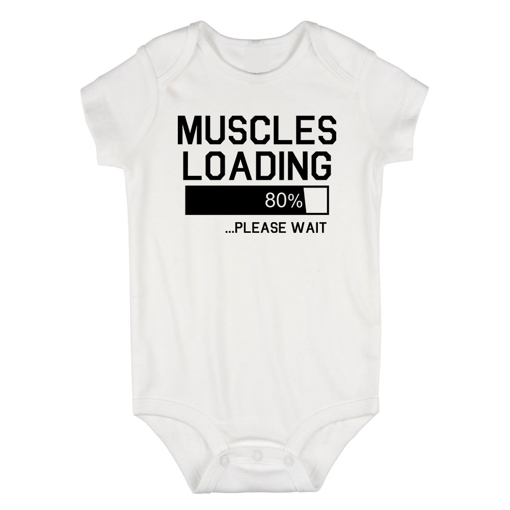 Muscles Loading Please Wait Gym Infant Baby Boys Bodysuit White