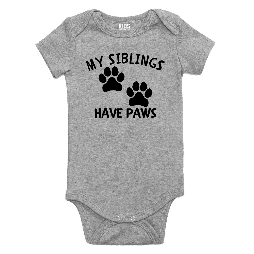My Siblings Have Paws Baby Bodysuit One Piece Grey