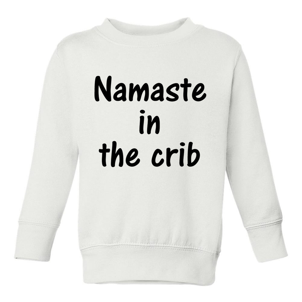 Namaste In The Crib Yoga Toddler Boys Crewneck Sweatshirt White