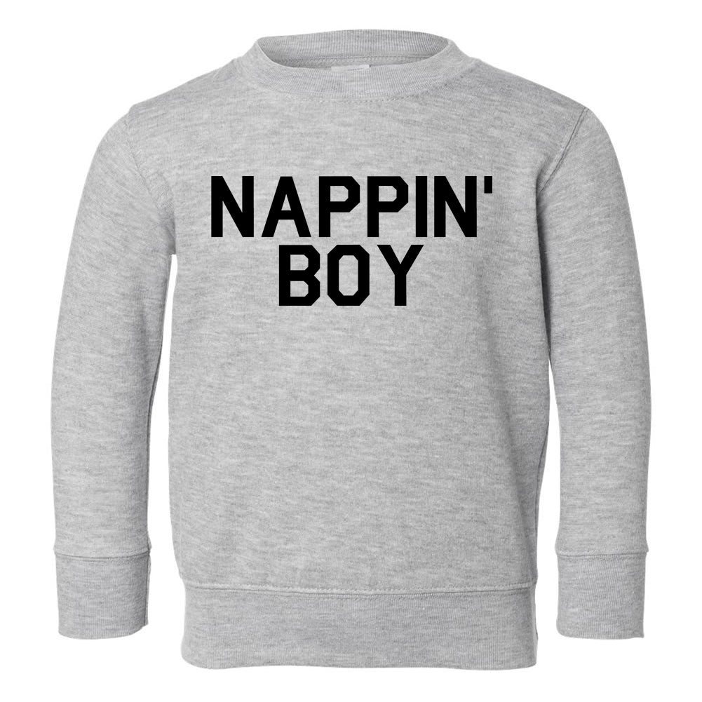 Nappin Boy Sleep Toddler Boys Crewneck Sweatshirt Grey