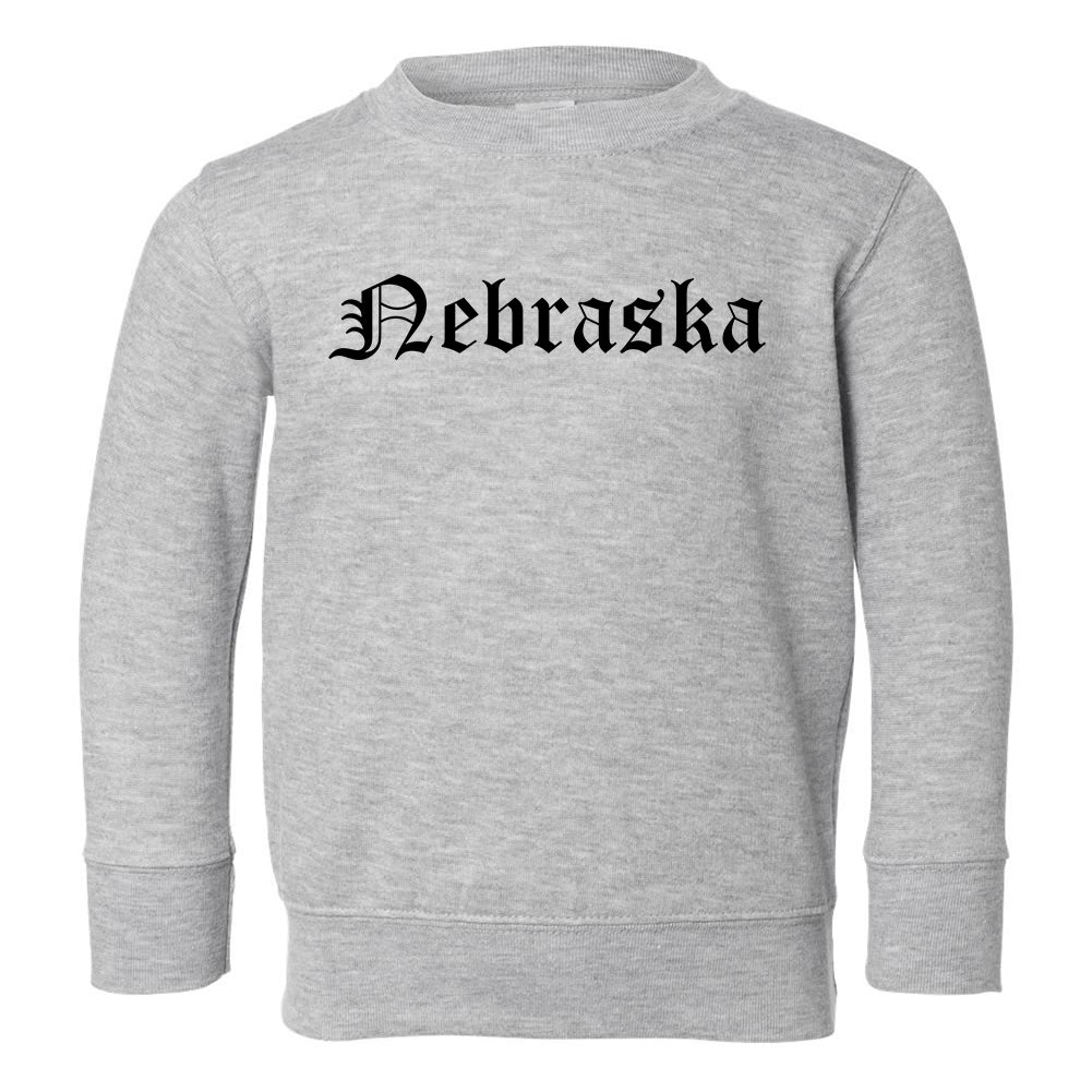 Nebraska State Old English Toddler Boys Crewneck Sweatshirt Grey