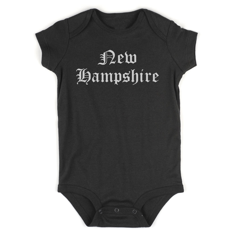 New Hampshire State Old English Infant Baby Boys Bodysuit Black