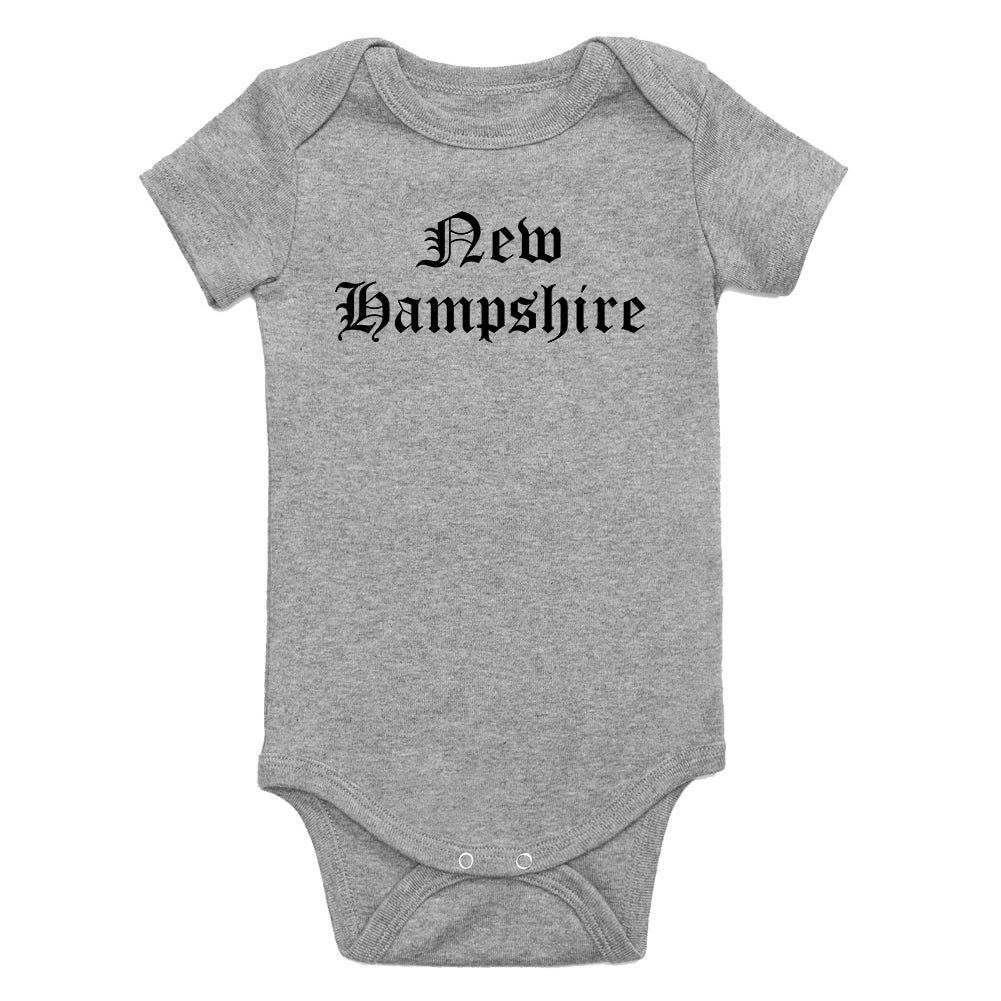 New Hampshire State Old English Infant Baby Boys Bodysuit Grey