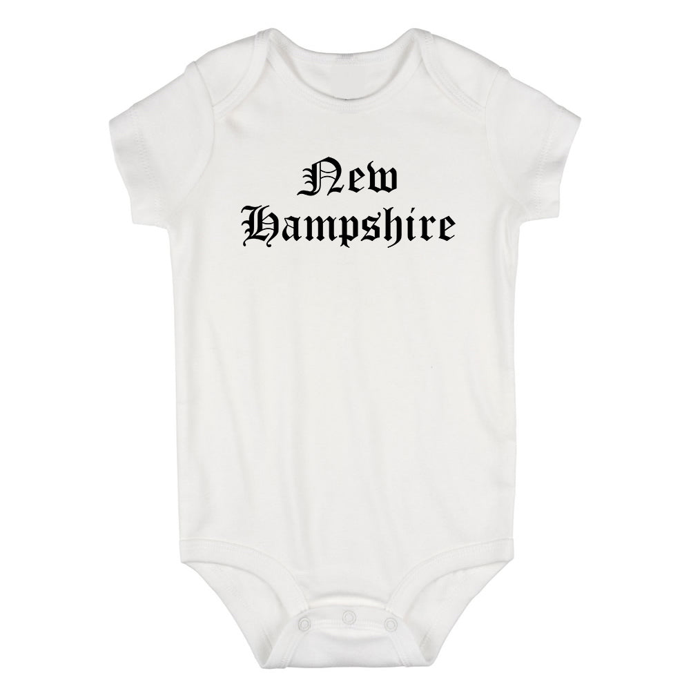 New Hampshire State Old English Infant Baby Boys Bodysuit White