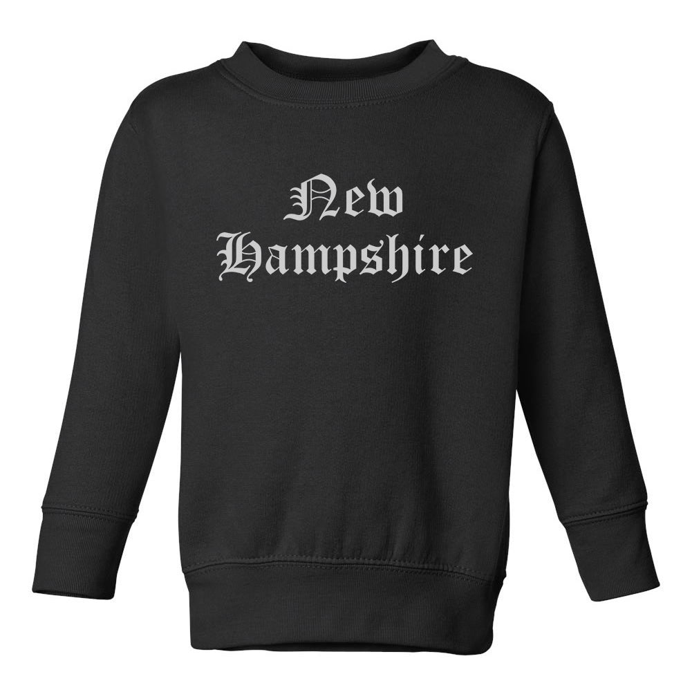 New Hampshire State Old English Toddler Boys Crewneck Sweatshirt Black
