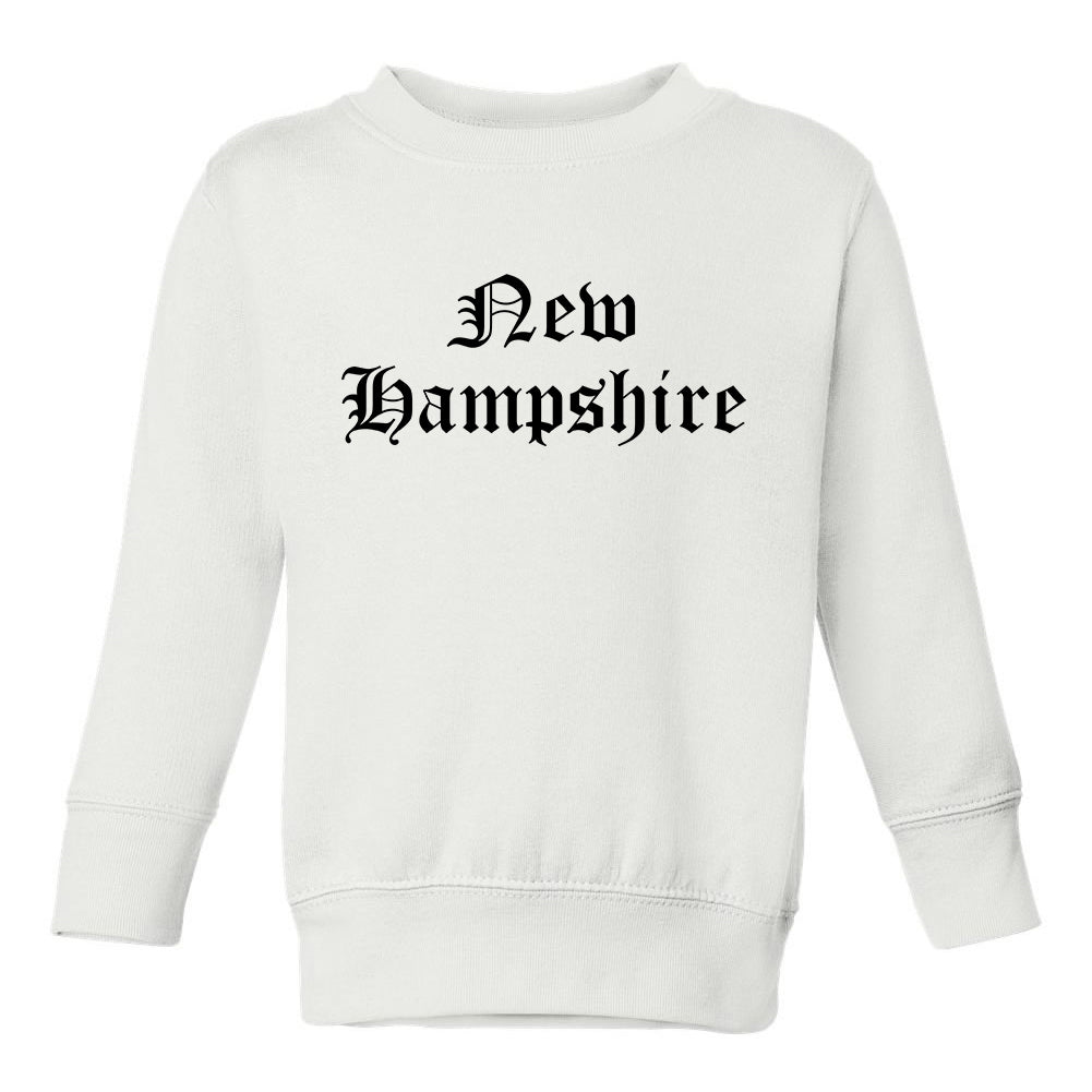 New Hampshire State Old English Toddler Boys Crewneck Sweatshirt White