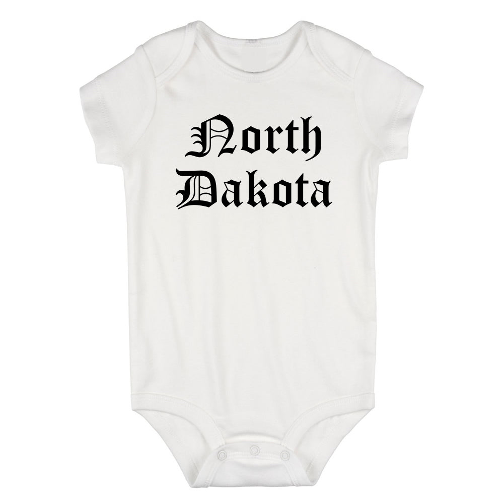North Dakota State Old English Infant Baby Boys Bodysuit White