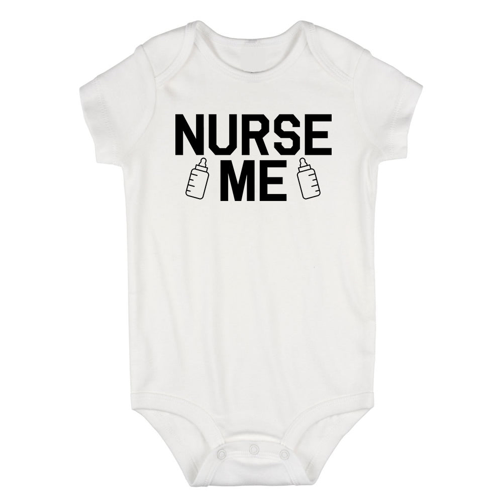 Nurse Me Bottle Infant Baby Boys Bodysuit White