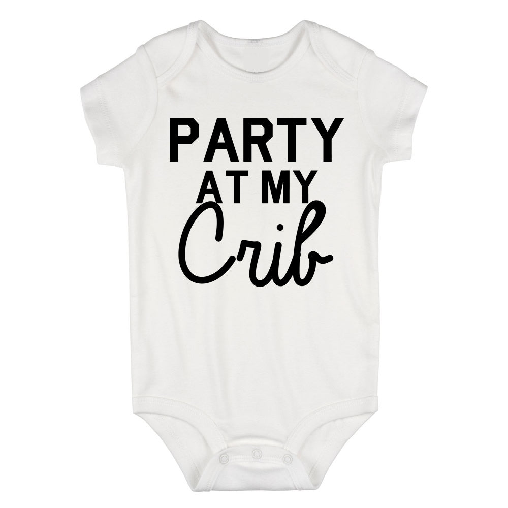 Party At My Crib Baby Bodysuit One Piece White
