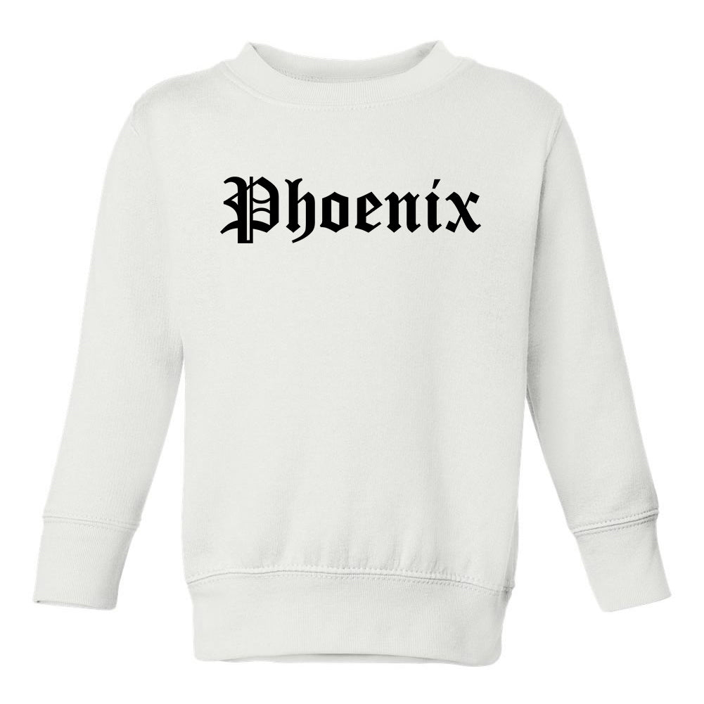 Phoenix Arizona AZ Old English Toddler Boys Crewneck Sweatshirt White