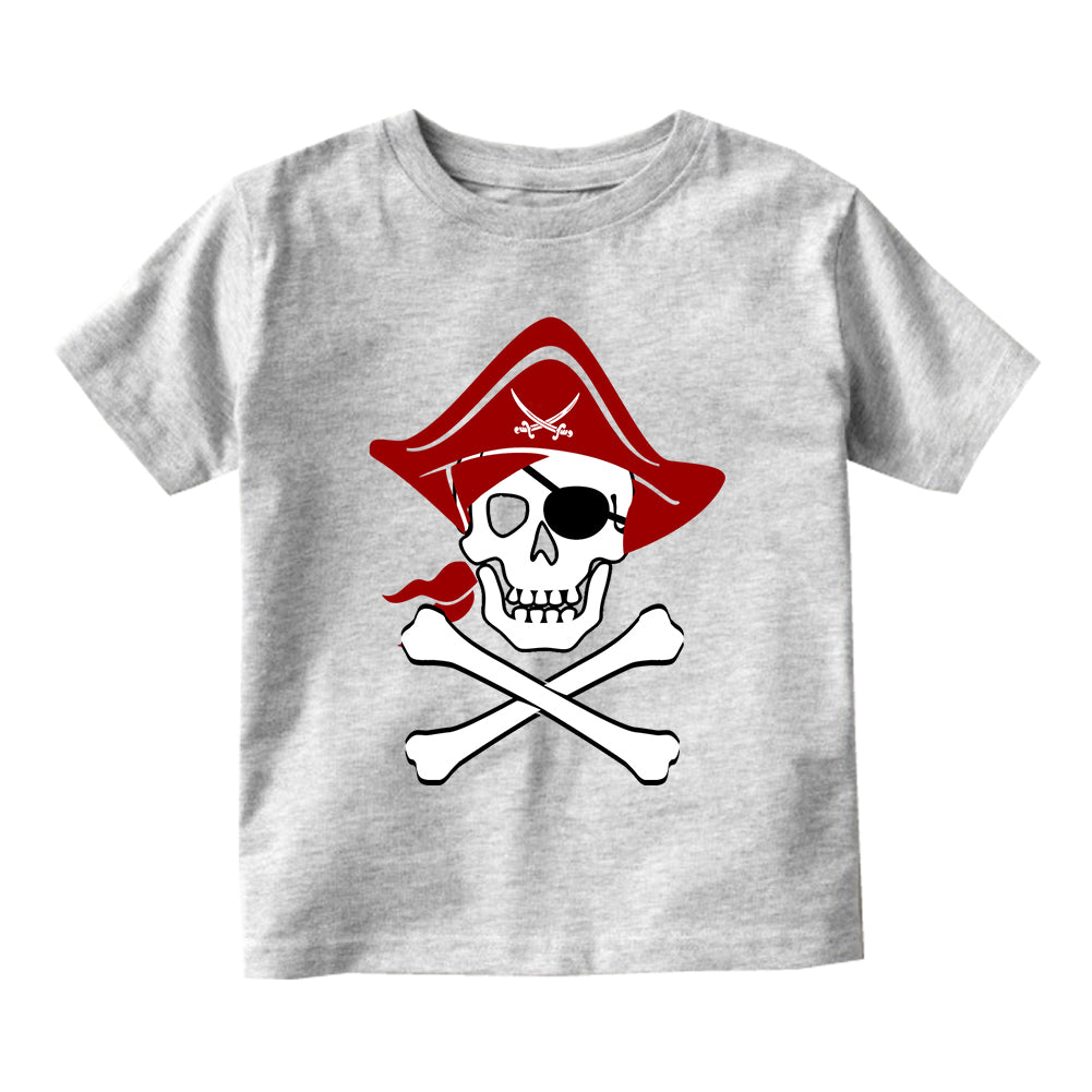 Pirate Skull And Crossbones Costume Infant Baby Boys Short Sleeve T-Shirt Grey