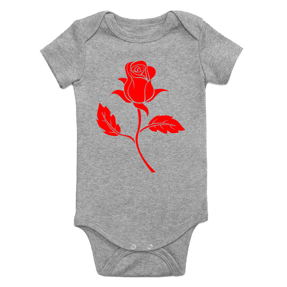 Red Rose Flower Infant Baby Boys Bodysuit Grey