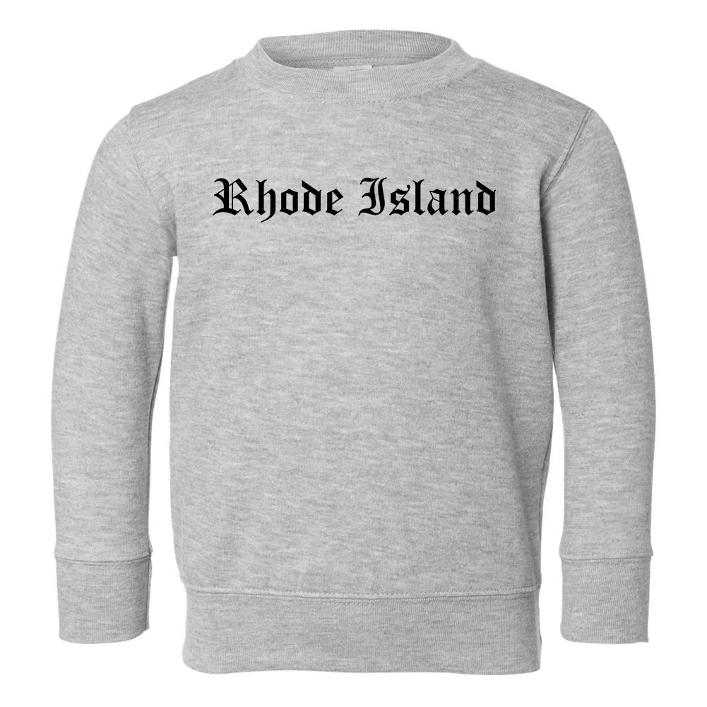 Rhode Island State Old English Toddler Boys Crewneck Sweatshirt Grey
