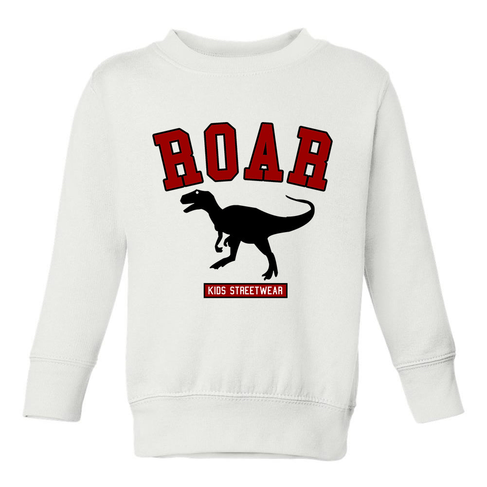 Roar Dinosaur College Toddler Boys Crewneck Sweatshirt White