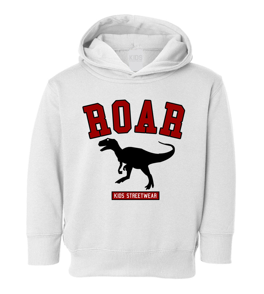 Roar Dinosaur College Toddler Boys Pullover Hoodie White
