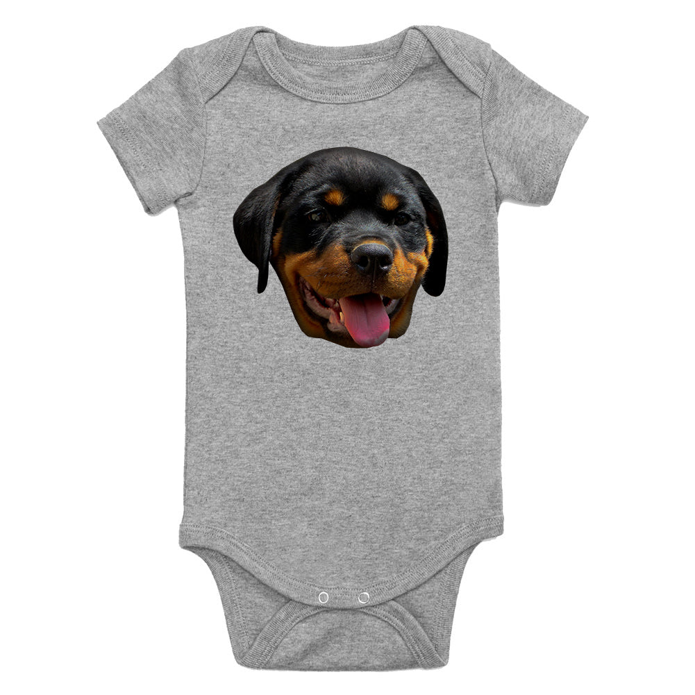 Rottweiler Puppy Infant Baby Boys Bodysuit Grey