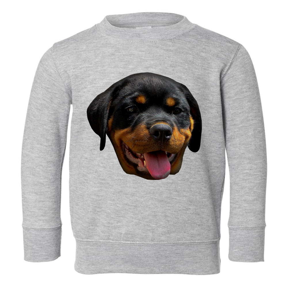Rottweiler Puppy Toddler Boys Crewneck Sweatshirt Grey