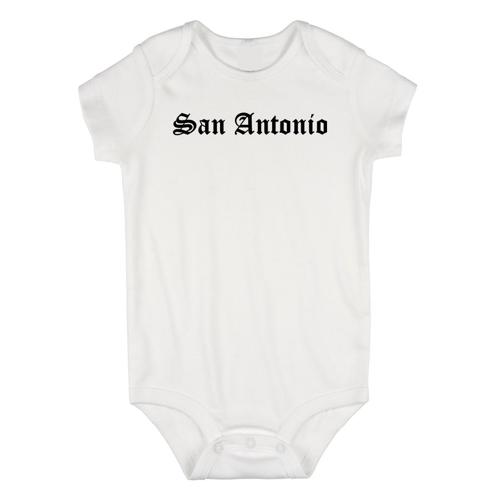 San Antonio Texas TX Old English Infant Baby Boys Bodysuit White