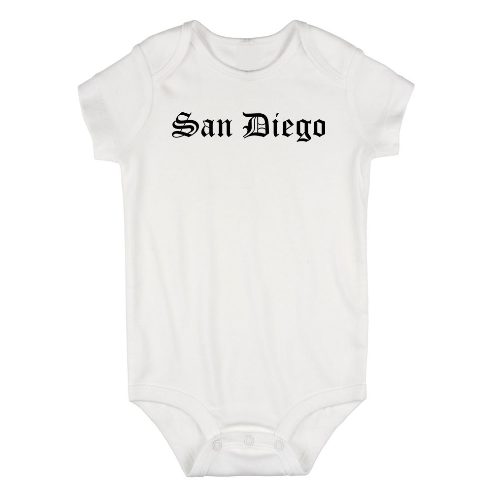 San Diego California Old English Infant Baby Boys Bodysuit White