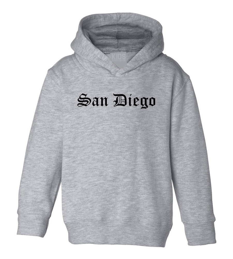 San Diego California Old English Toddler Boys Pullover Hoodie Grey