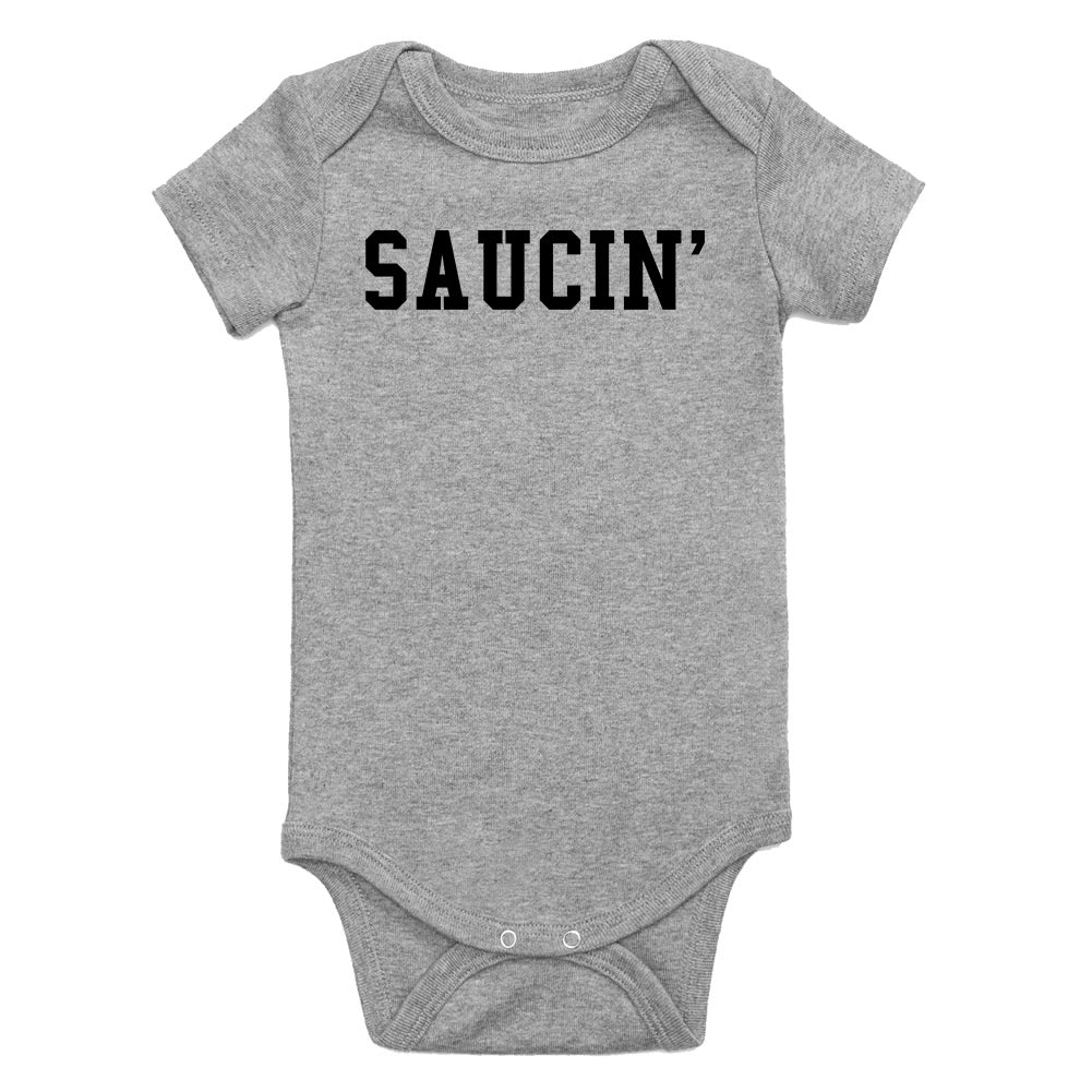 Saucin On You Infant Baby Boys Bodysuit Grey