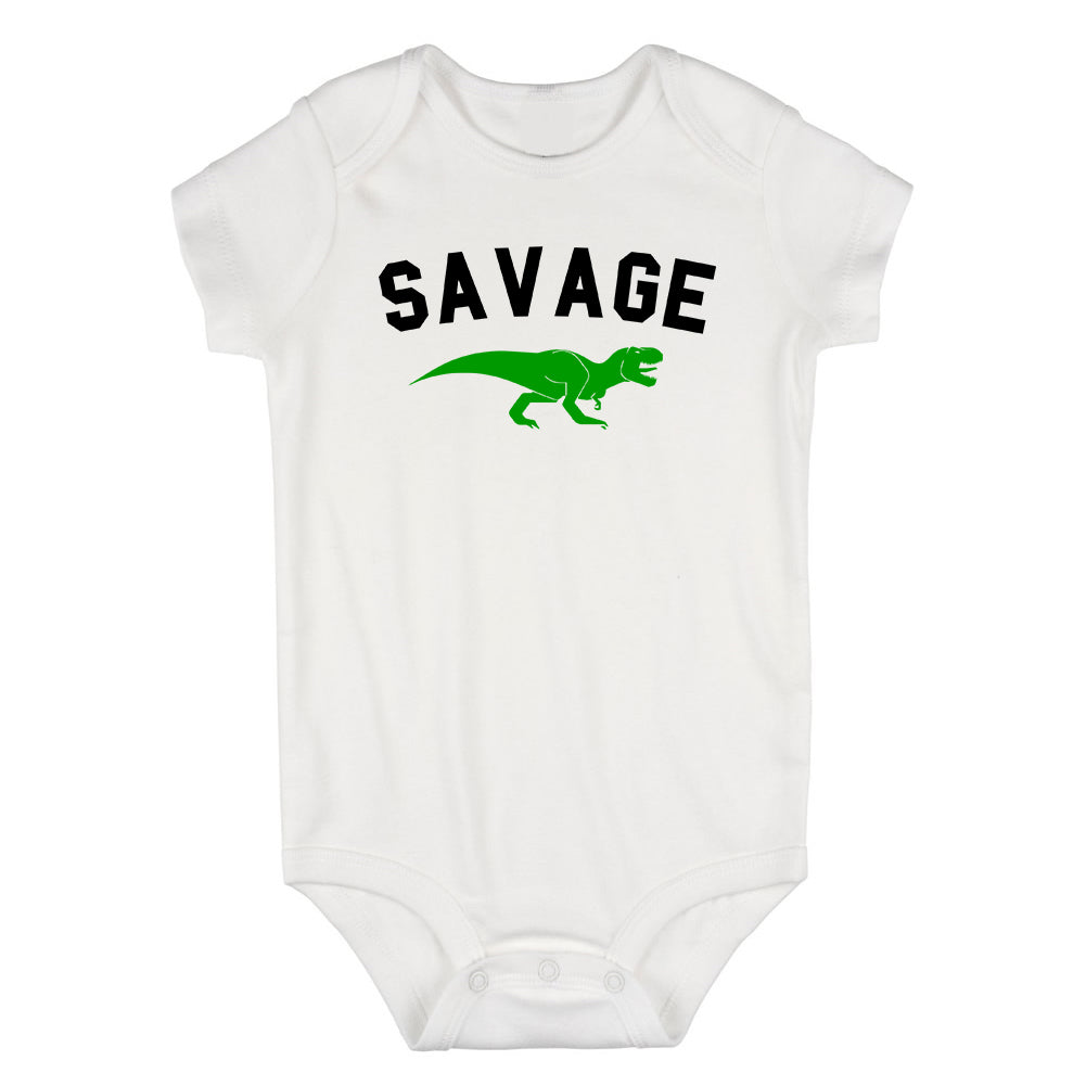 Savage Dinosaur Infant Baby Boys Bodysuit White