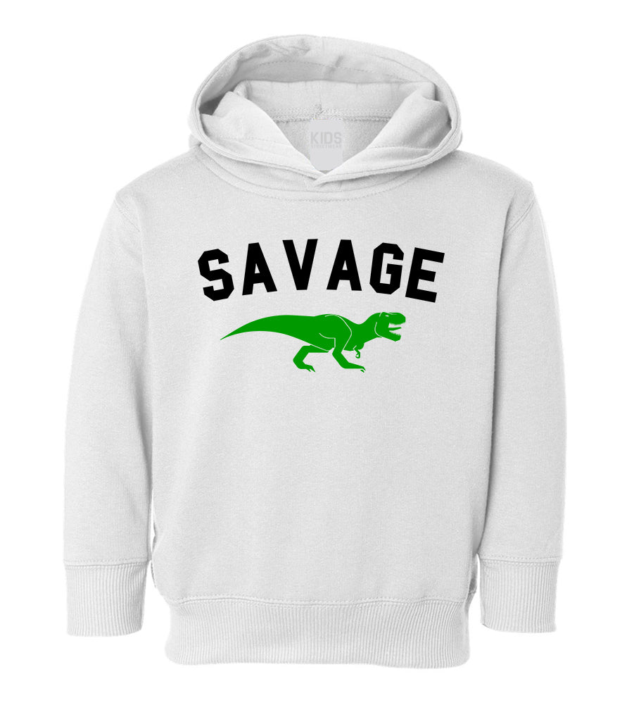 Savage Dinosaur Toddler Boys Pullover Hoodie White