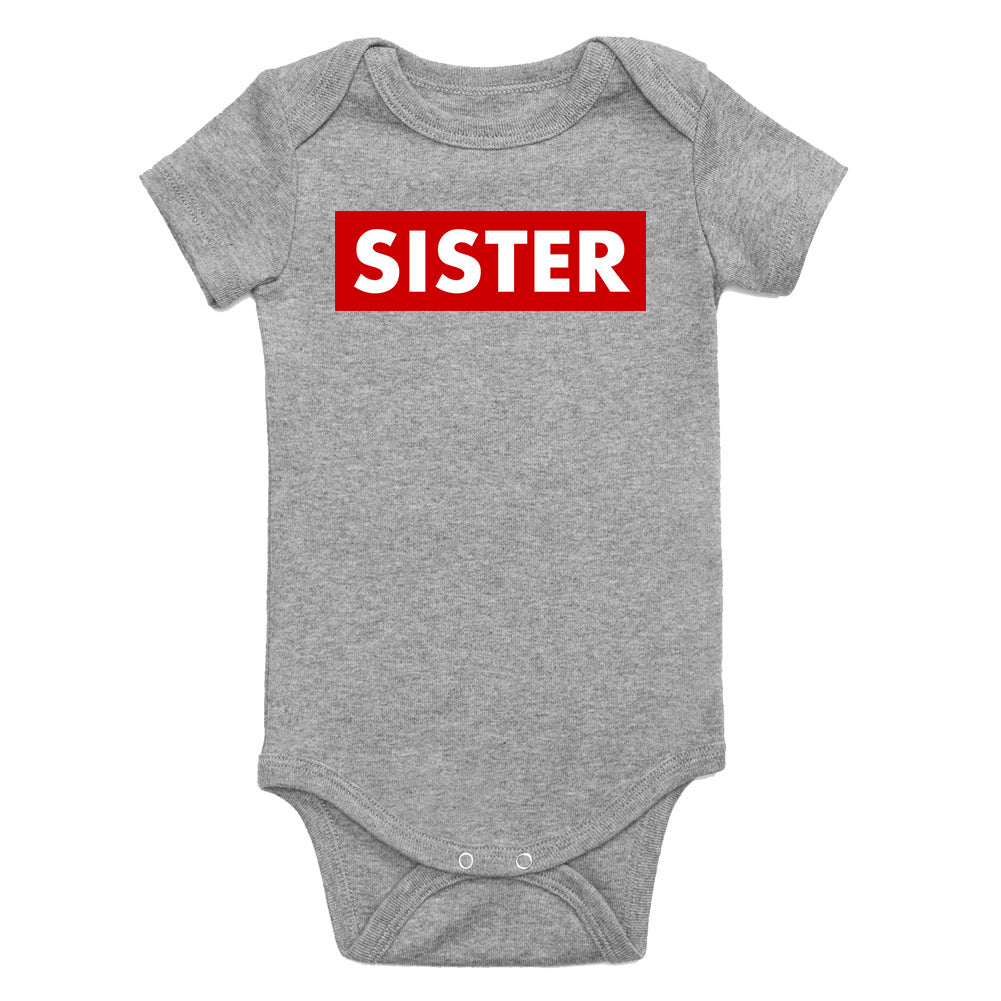 Sister Red Box Infant Baby Girls Bodysuit Grey