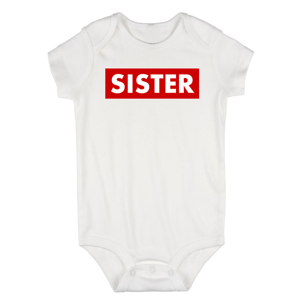 Sister Red Box Infant Baby Girls Bodysuit White