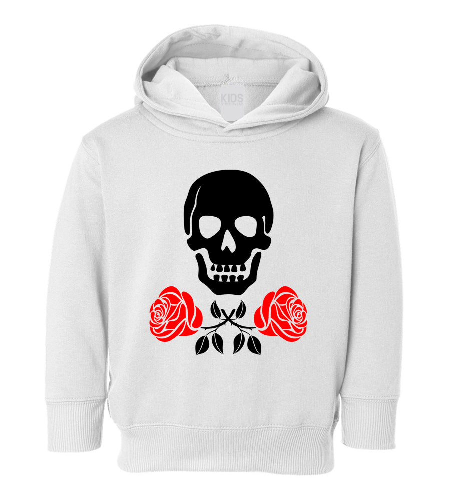 Skull And Roses Toddler Boys Pullover Hoodie White