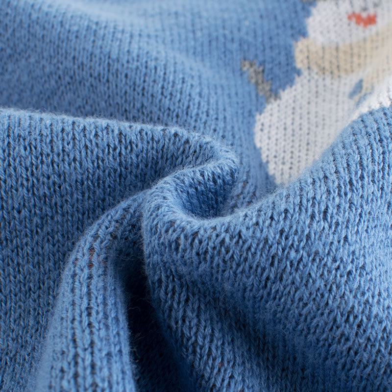 Light Blue Snowman Holiday Toddler Knitted Cardigan Sweater