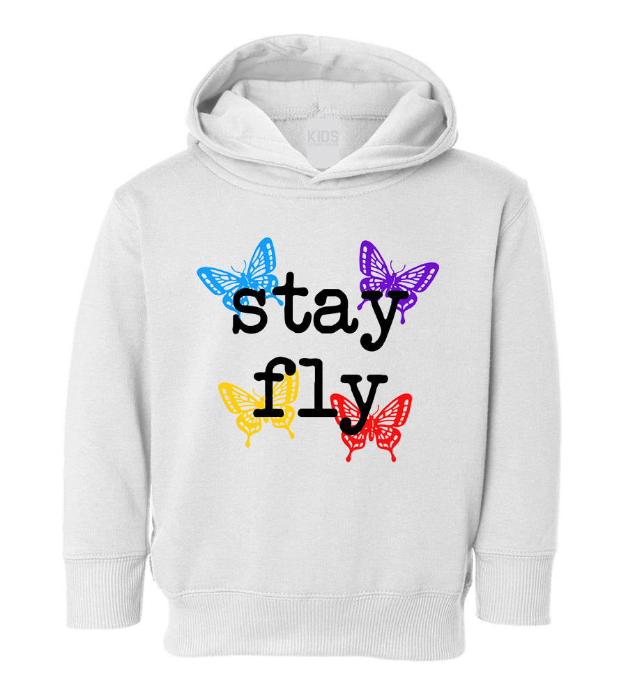Stay Fly Butterfly Colorful Toddler Boys Pullover Hoodie White