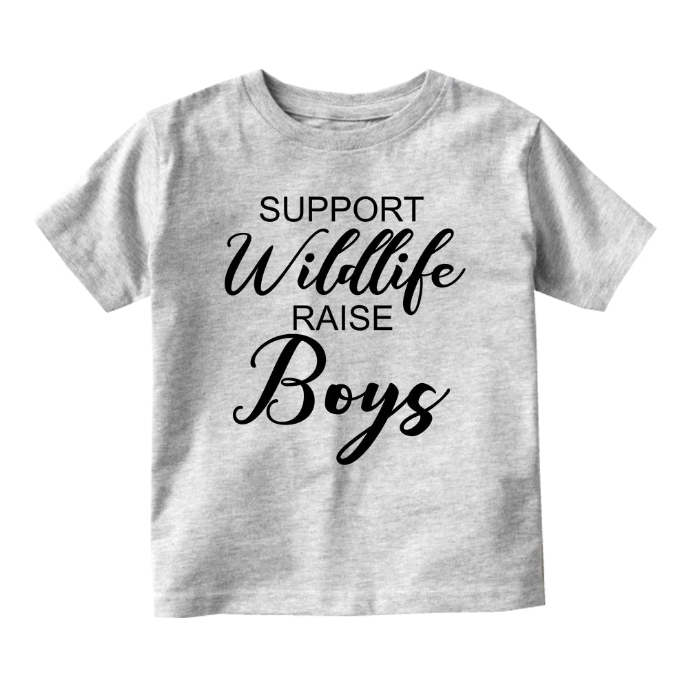Support Wildlife Raise Boys Baby Toddler Short Sleeve T-Shirt Grey