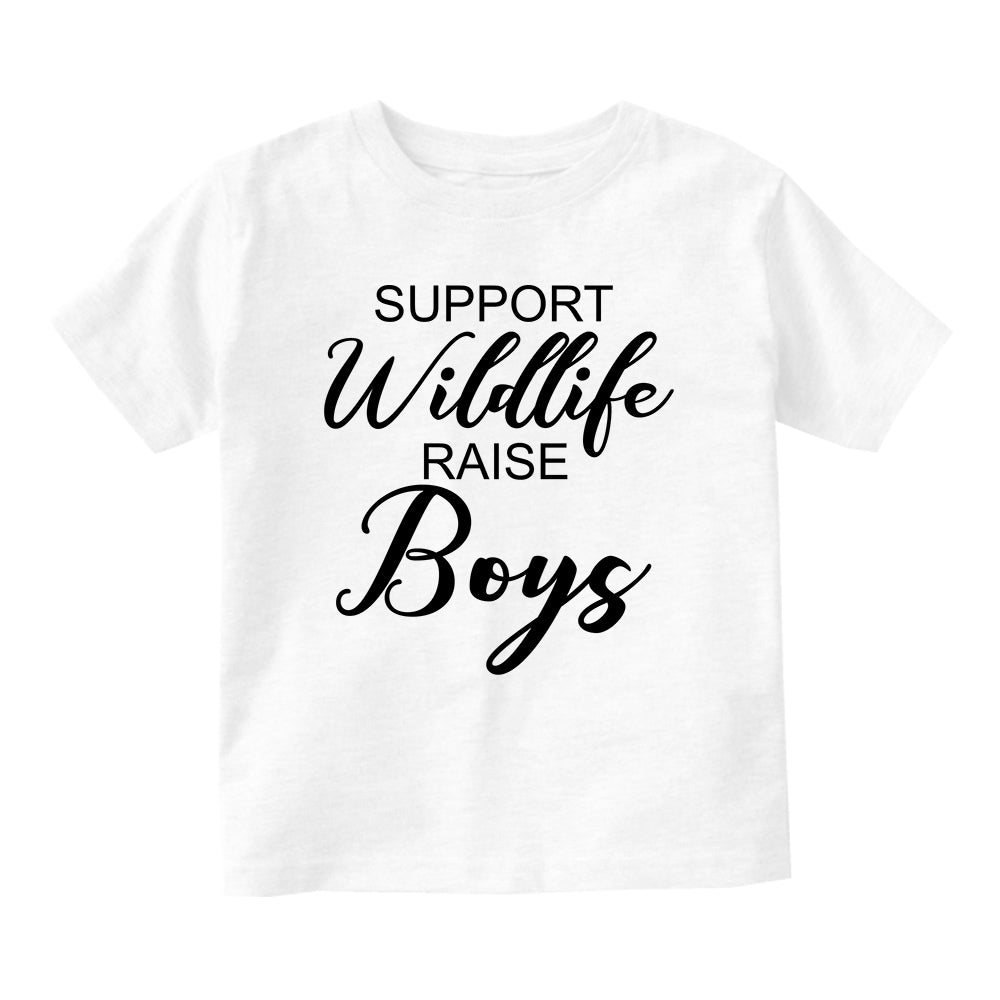 Support Wildlife Raise Boys Baby Toddler Short Sleeve T-Shirt White