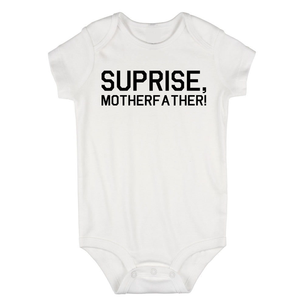 Suprise Mother Father Announcement Baby Bodysuit One Piece White