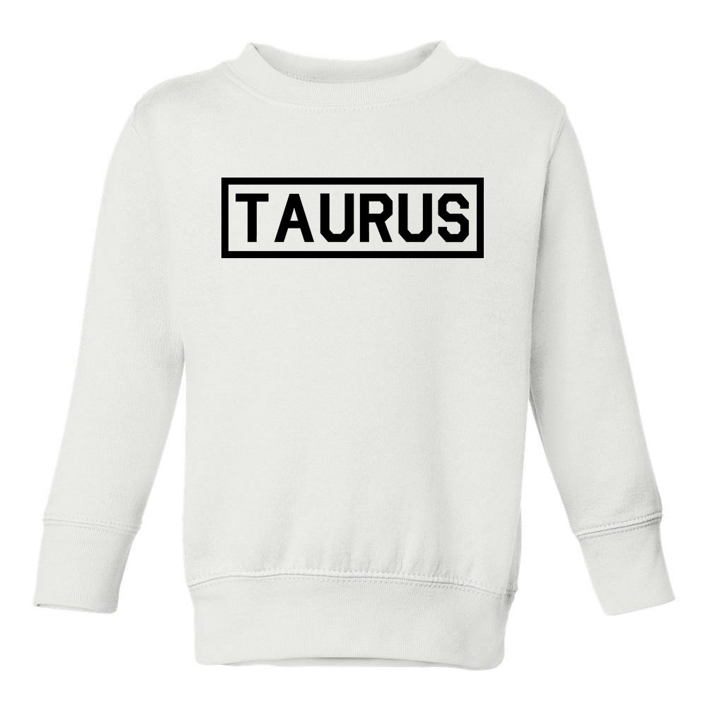 Taurus Horoscope Sign Toddler Boys Crewneck Sweatshirt White