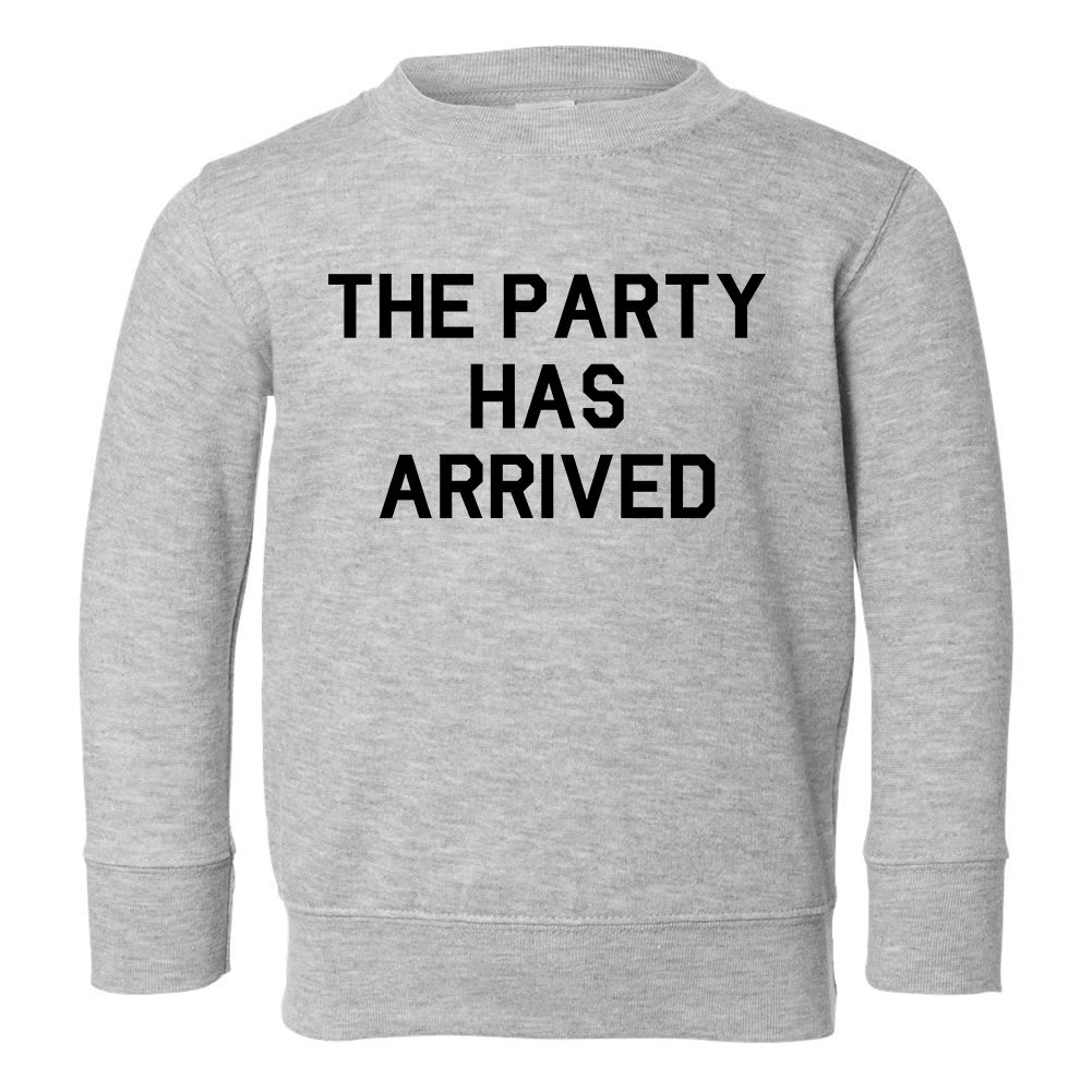 The Party Has Arrived Birthday Toddler Boys Crewneck Sweatshirt Grey